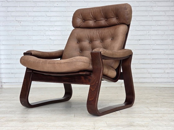 Image 1 of Década de 1970, diseño danés de Georg Thams, sillón, mobiliario de cuero.