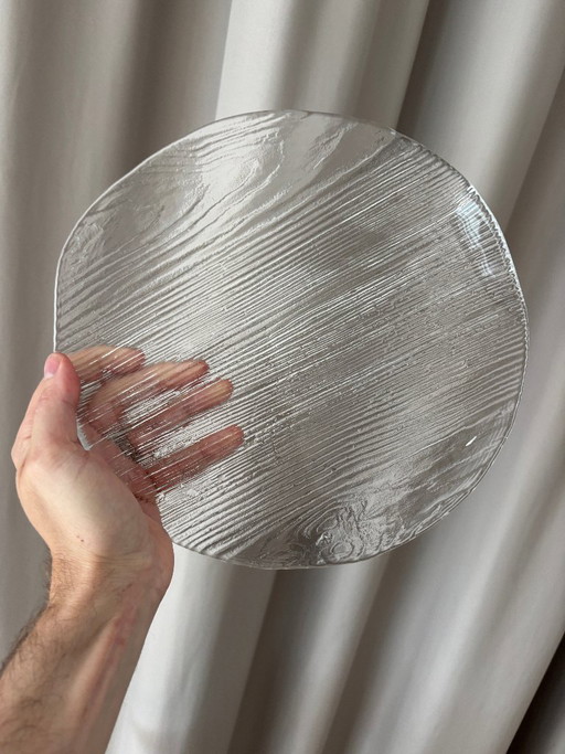 Textured Glass Plate "Bark" by Bengt Edenfalk for Skruf – tafelaccessoires