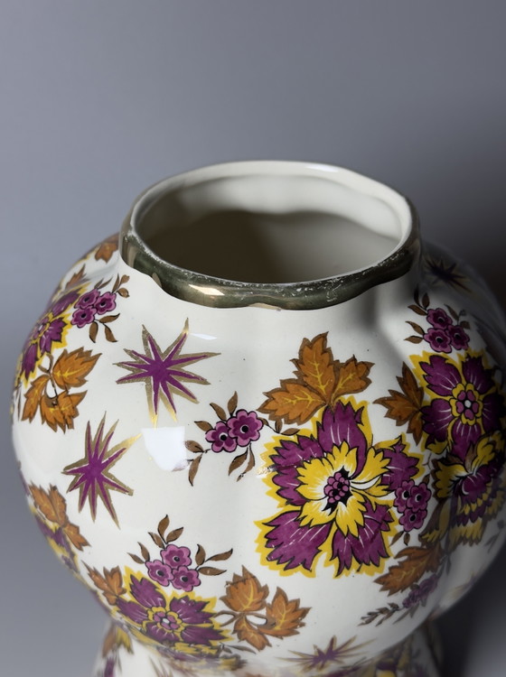 Image 1 of Boch Frères Keramis “Fleur de Saxe” Art Deco Vase
Belgium, circa 1930s