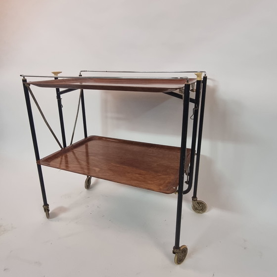 Image 1 of folding and mobile vintage serving table, 1960s-70s,...
