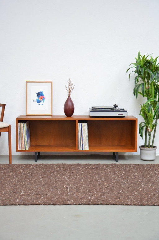 Vintage open sideboard, lowboard, HiFi/phono record player, chest of drawers