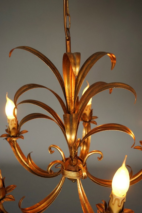 Lampadario vintage a 5 luci attribuito a Hans Kögl. Anni '70. – Metal (photo 6 of 7)