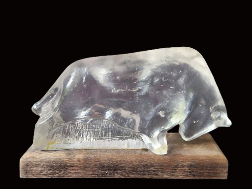 Pukeberg - Massiver Stier von Uno Westerberg - 2272 Gramm - 60er Jahre – glaskunst, Glass, Wood