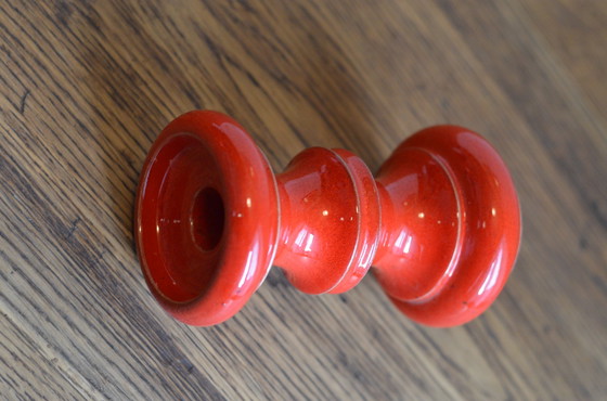 Image 1 of Candelabro de cerámica rojo de mediados de siglo