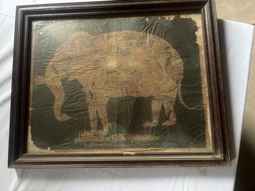 Grabado antiguo de elefante tailandés