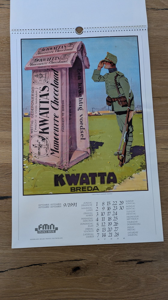 Image 1 of Poster vintage del calendario olandese del 1991 (società finanziaria)