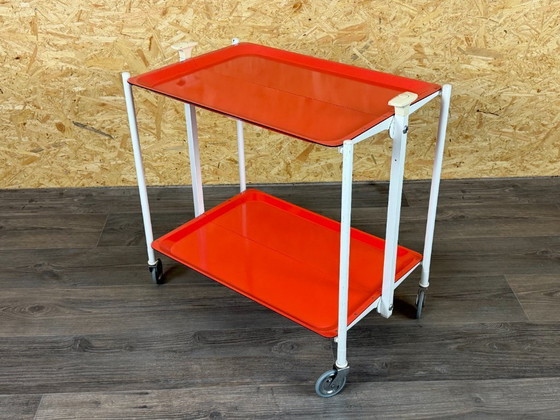 Image 1 of 60er 70er Jahre Servierwagen Dinett Beistelltisch Orange Space Age Design