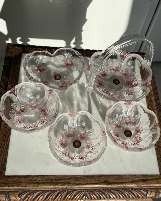 5 x Servizio da tavola/da portata vintage in vetro Walther con rose – servies, Glass (photo 2 of 16)