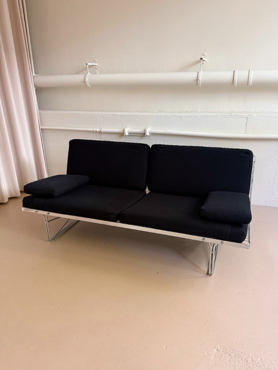 Vintage Moment sofa Niels Gammelgaard Ikea 1980s, 2 seaters, Metal, Textile, Black (photo 7 of 8)
