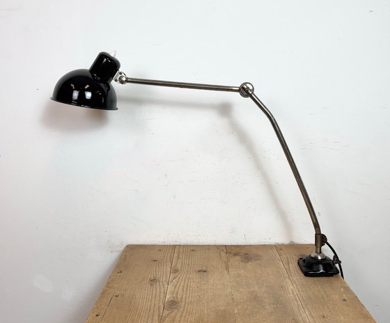 Image 1 of Industrial Workshop Black Enamel Desk Lamp, 1950s