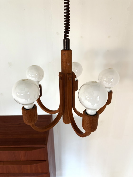 Image 1 of Lampada a sospensione vintage in teak 'Candela', Domus '80