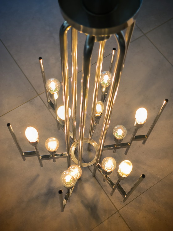 Image 1 of Lampadario cromato di Gaetano Sciolari, Italia, anni '60