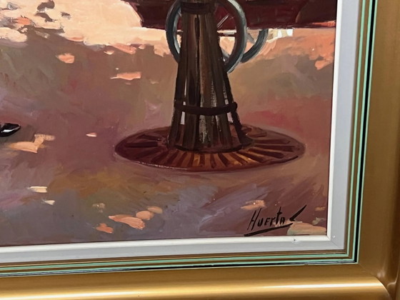 "Nel parco" Dipinto a olio belga firmato., Dipinti e disegni, Tela, Mid Century Modern (foto 5 di 8)