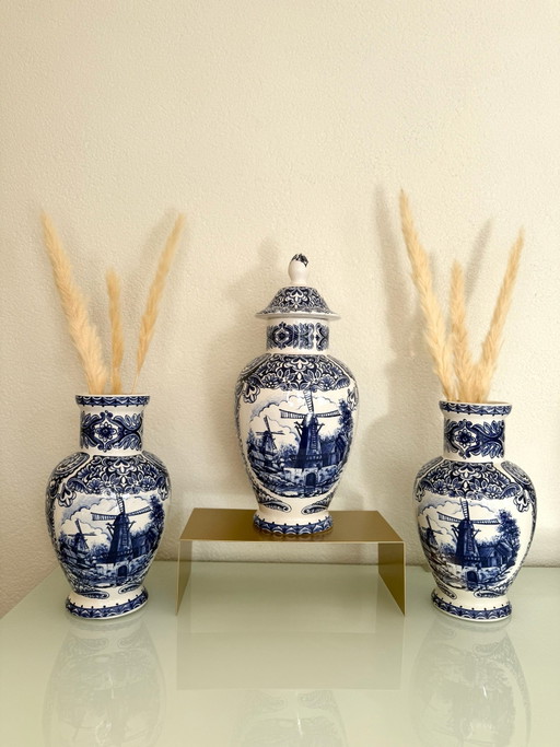 Prachtige set Delfts blauwe vazen