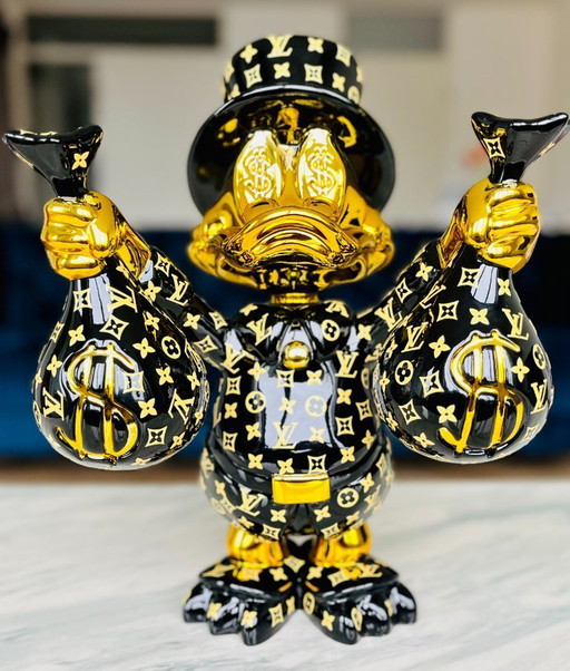 Escultura de dinero de Scrooge McDuck, obra de arte única de Lv