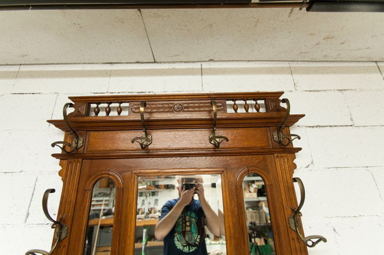 Image 1 of Vestiaire Napoléon III en noyer fin 19e, 3 miroirs, marbre