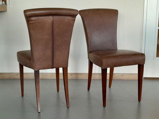 Conjunto de 6 sillas de diseño de cuero Hvs