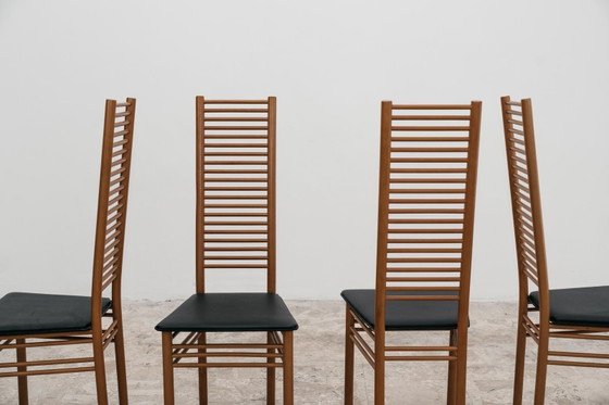 Image 1 of Dining Set Consisting of 4 Chairs with Ladder Backrest, 1980s Design, Italy