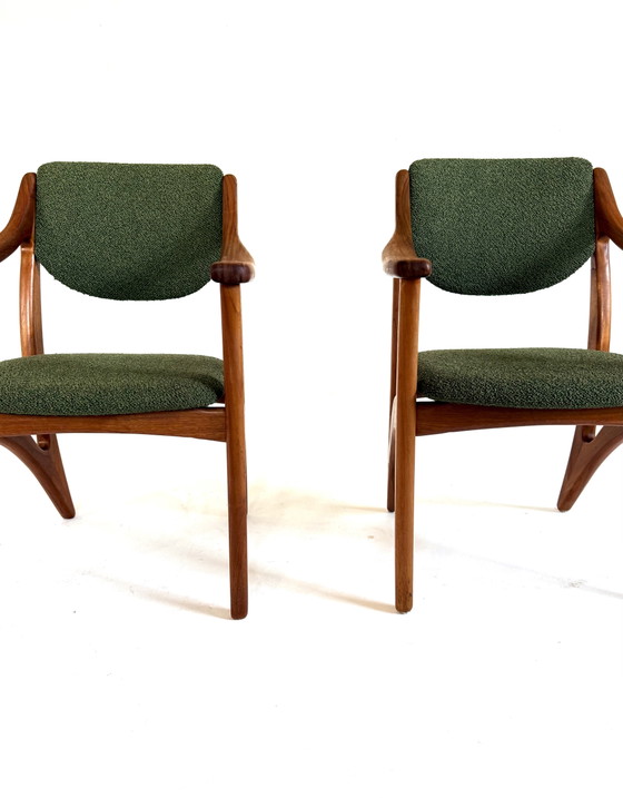 2x Poltrone danesi scultoree, Anni '70 – Wood, Textile (photo 3 of 10)