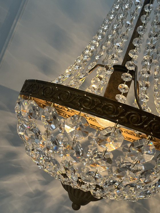 Image 1 of Candelabros de bolsillo de cristal de 2 piezas con marco de bronce