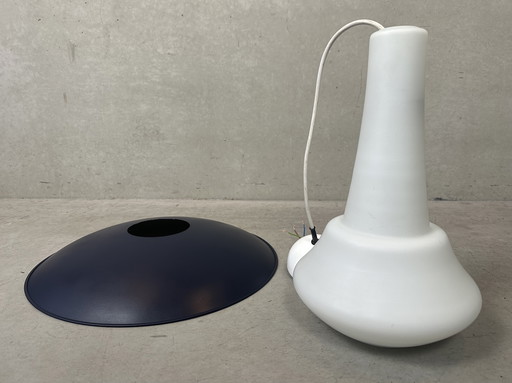 Lampada a sospensione scandinava vintage anni '50 - opalina