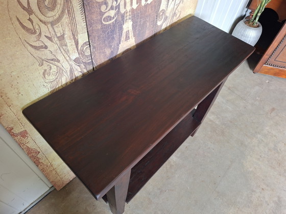 Tables d'appoint coloniales en teck, console d'entrée, console murale, dimensions 101x40cm et 79cm de hauteur. (photo 4 of 5)