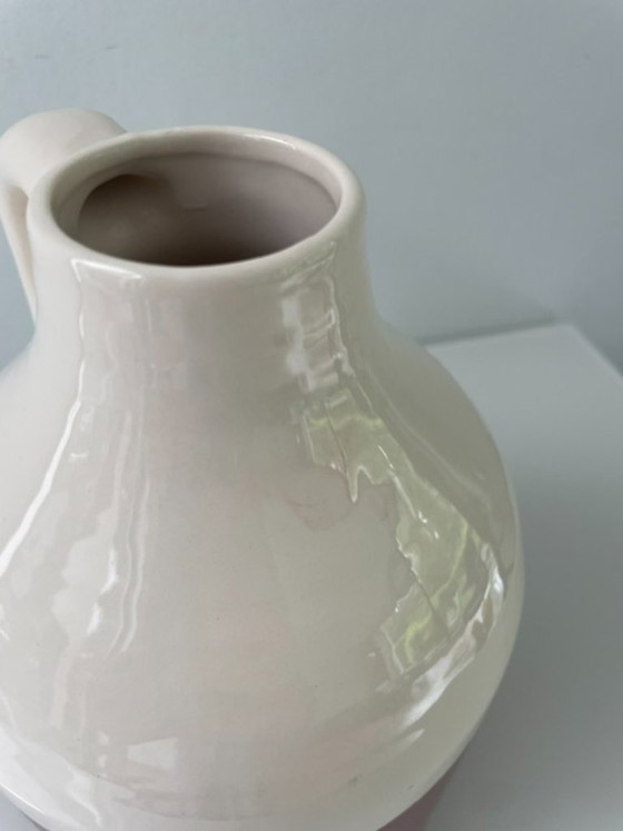 Image 1 of Decorative ceramic jug with white and terra glaze