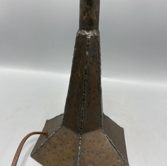 Image 1 of Vintage handgesmede smeedijzeren vuurtoren tafellamp – Rustieke 