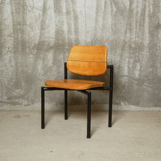 Image 1 of Martin Stoll - Set di quattro sedie da pranzo in faggio e acciaio epossidico nero - 1980 circa - Germania