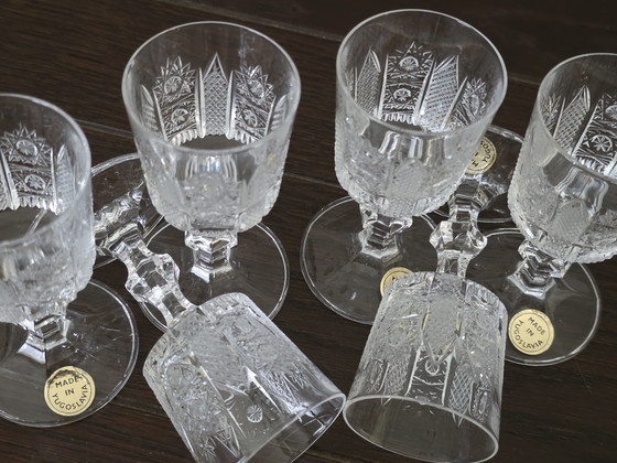 Image 1 of Set of 6 vintage crystal glasses (shot/liqueur) Kristal Zaječar