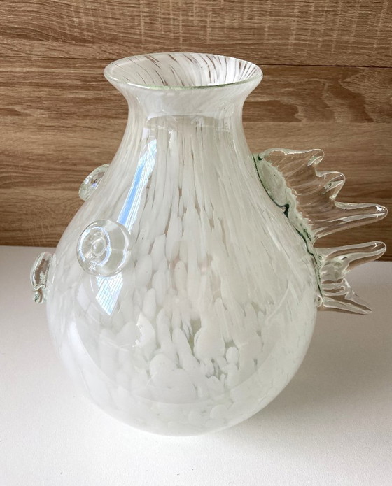Image 1 of Atypique Vase en Verre Marbré de Murano Verriers Vénitiens Design Poisson-Lune