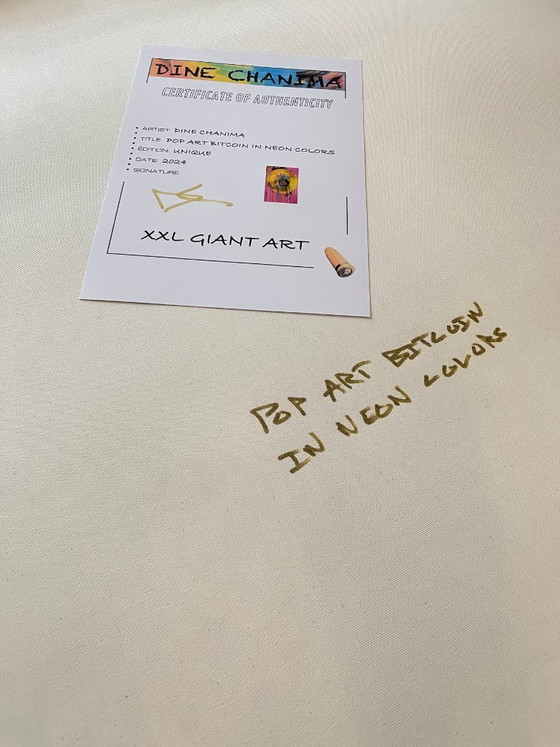 Image 1 of Dine CHANIMA – Riesiger Pop-Art-Bitcoin in Neonfarben XXL – Gemälde eines digitalen Künstlers