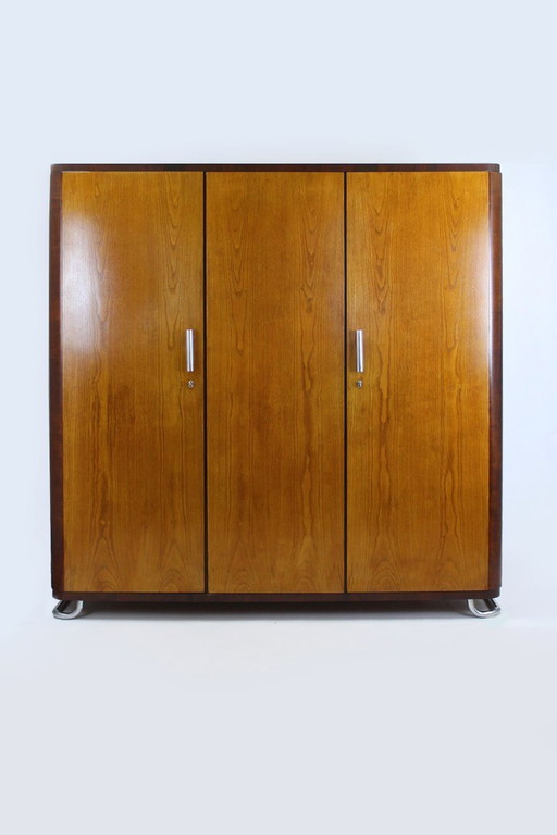 Vintage Bauhaus Kleiderschrank aus verchromtem Stahlrohr, zugeschrieben an Hynek Gottwald, 1930er Jahre
