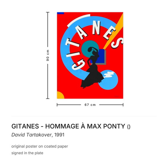 Image 1 of GITANES - HOMMAGE À MAX PONTY David Tartakover Póster 1991