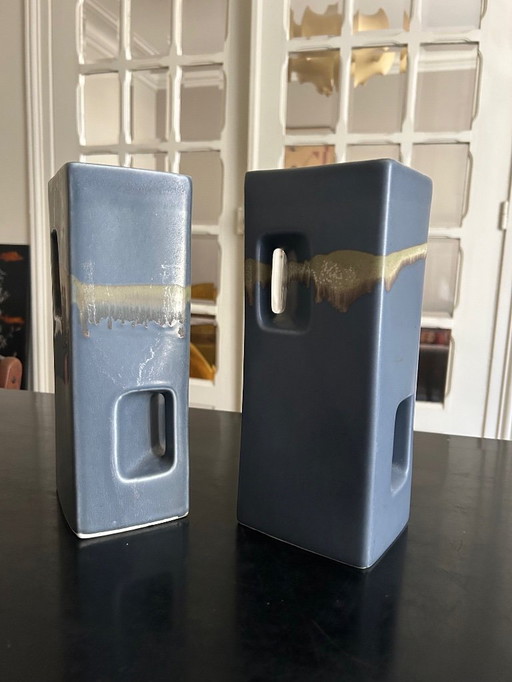 pair of brutalist vases 1970