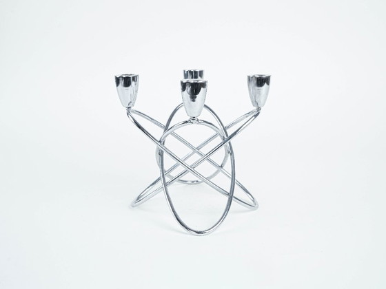 Image 1 of Geometrischer Kerzenständer aus Metall, dänisches Design, 1960er Jahre, hergestellt in Dänemark