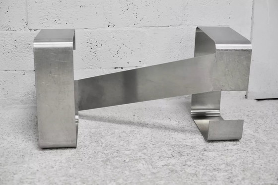 Image 1 of Kinetic" Low Table with Steel Legs and Glass Slab