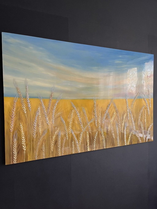 Textured Landscape Painting "Golden Wheat Field"