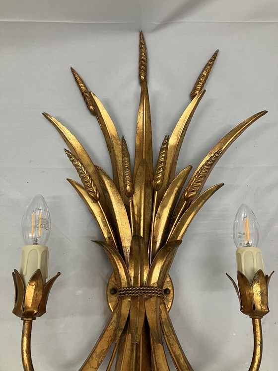 Image 1 of Vintage Hans Kögl Wheat Sheaf korenaar wandlampen MCM