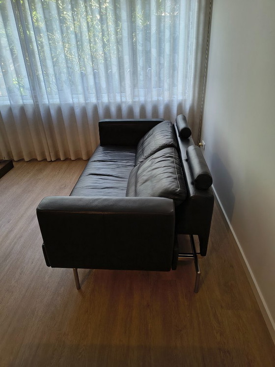 Stilvolles Ledersofa Easy FSM SO195, 2 Sitzer Sofas, Schwarz (Foto 4 von 5)
