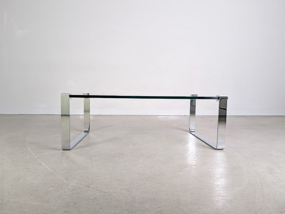 Image 1 of Mesa de centro clásica Peter Draenert 1022 de 120 cm de largo y diseño de cristal.