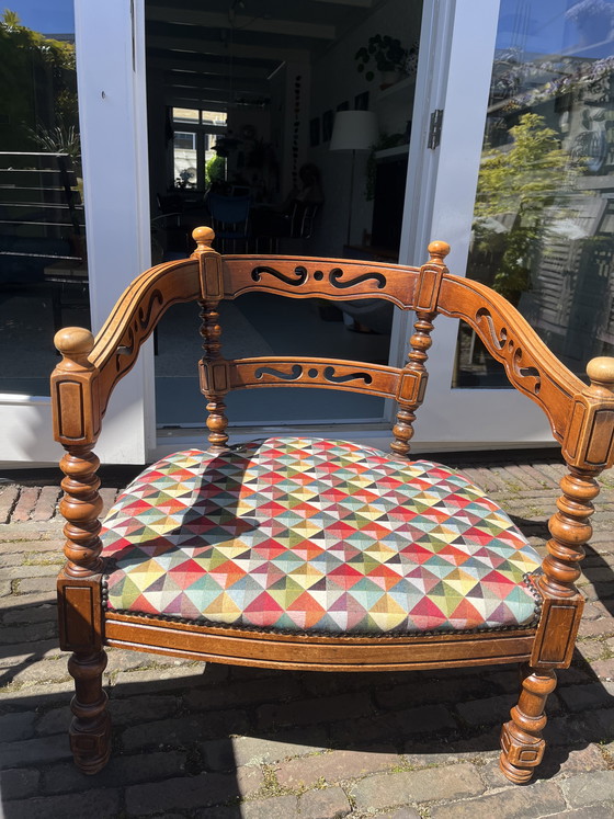 Image 1 of Antique wooden bench and matching chair - Neo-Renaissance