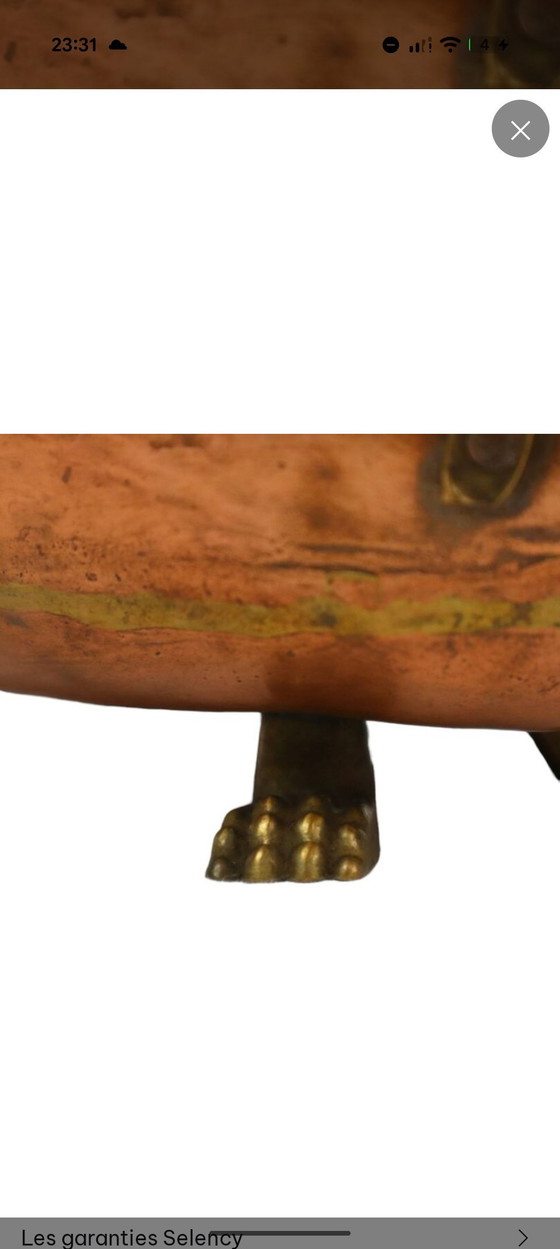 Image 1 of Delft porcelain lion's paw planter with handles, 35cm