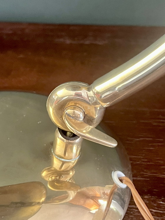 Image 1 of E. Hillebrand Bauhaus desk lamp model 7164, ca. 1930s. High-gloss polished brass.