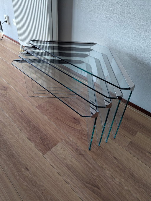 Gallotti & Radice “Nesting” Bijzettafels (Set van 4) – Pierangelo Gallotti (Jaren ’70) – Gallotti&Radice, Plastic, Glass