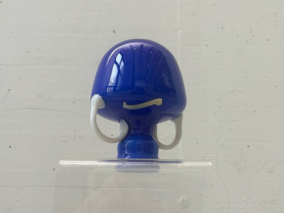 Image 1 of Handle vase made of blue opal glass by Opalina Fiorentina, Italy, 1960s