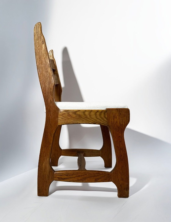 Set van 6 Belgische brutalistische eikenhouten eetkamerstoelen, jaren 70 – Wood (photo 6 of 9)