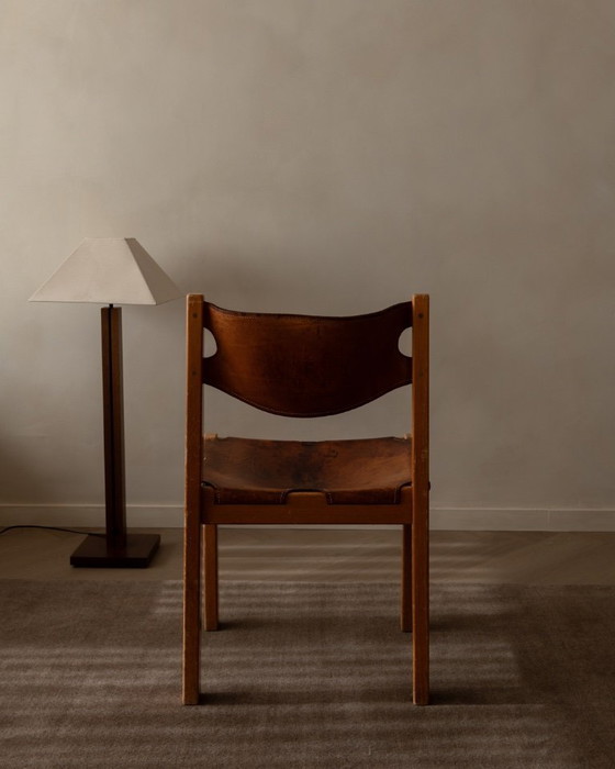 Image 1 of Vintage Maison Regain Elm & Cognac Leather Chair, France 1970s