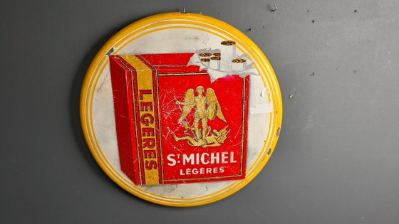Image 1 of Enamel sign St Michel Cigarettes, 1953 