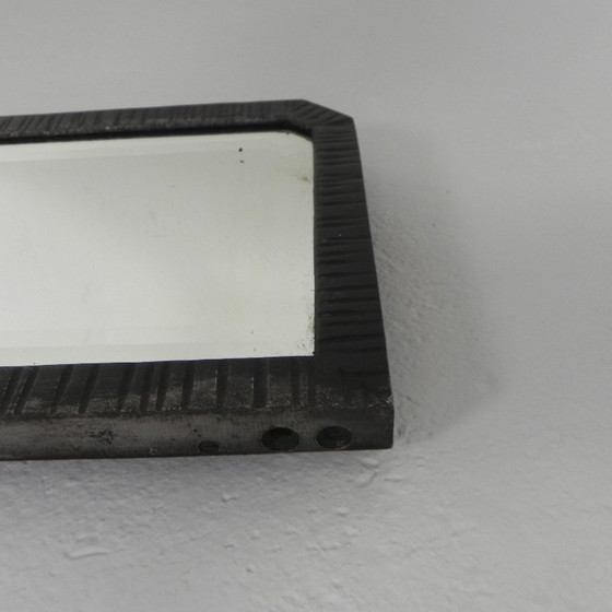 Image 1 of Art Deco mirror with faceted glass in a steel frame, 1930s